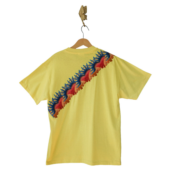 Vtg 90s Hanes Glitter Iron On Aztec Sun Graphic Tee L Single Stitch Southwest - Picture 2 of 16